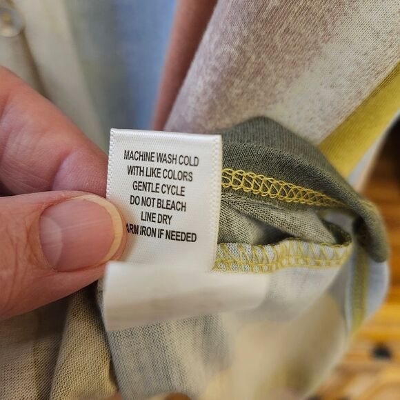 Truself Tie Front Short Sleeve Multicolored Striped Top Sz 3X - Picture 8 of 10